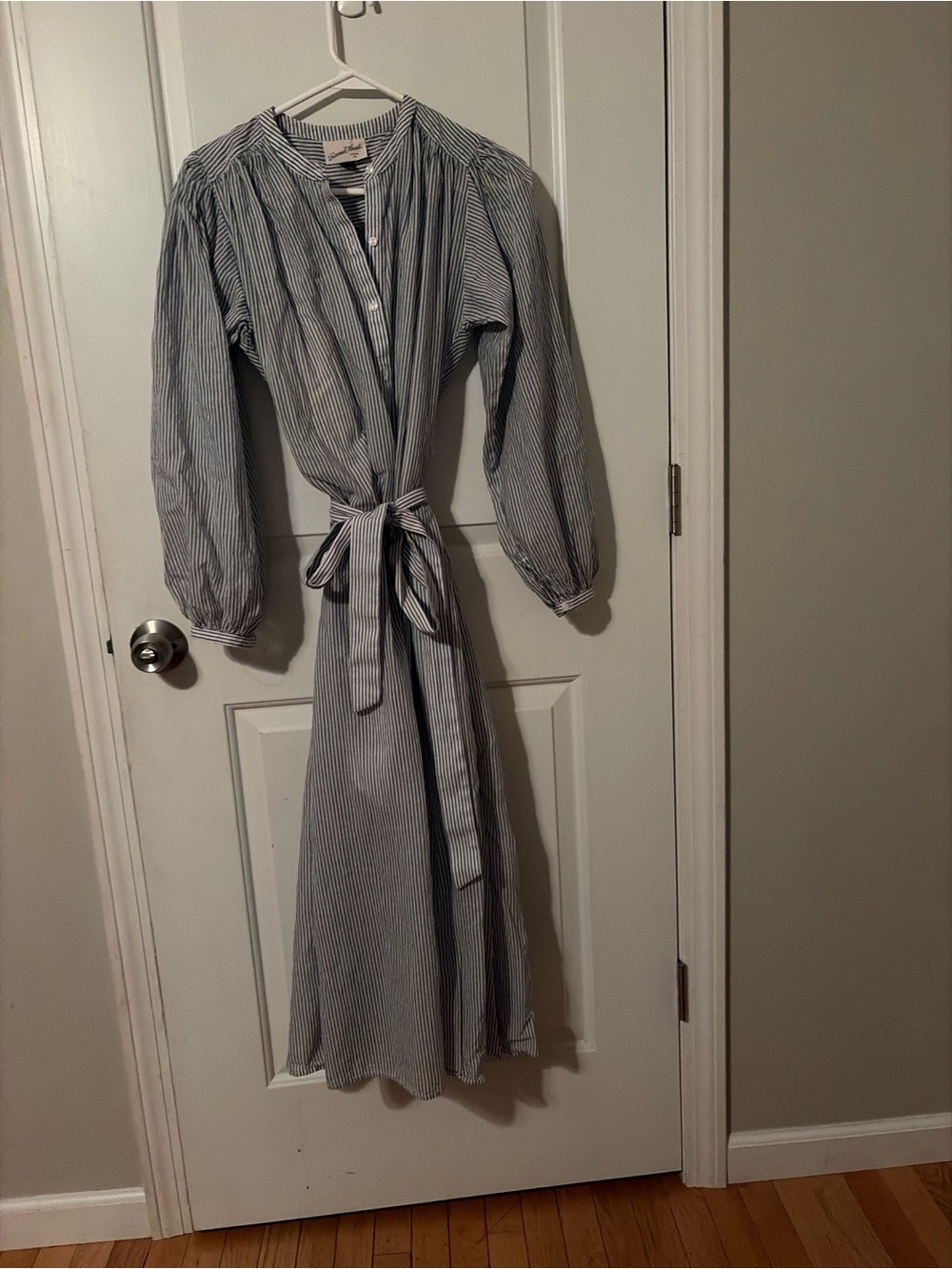 Universal Thread Blue and White Striped Tie-Waist Maxi Dress